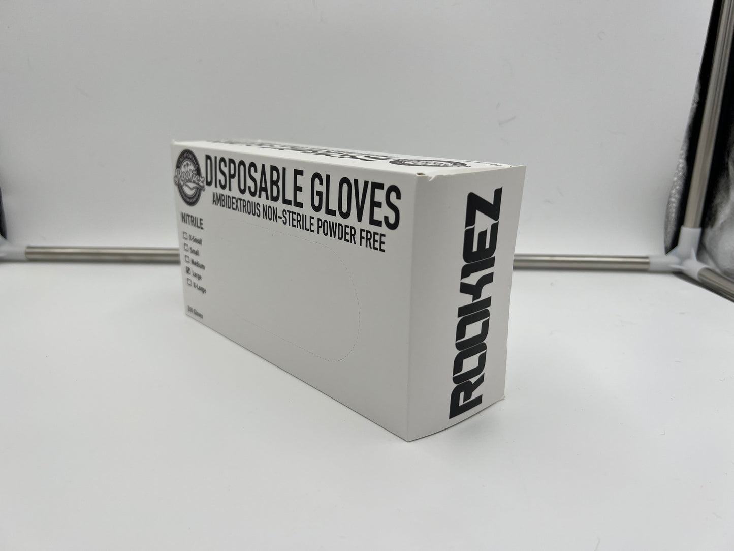 Rookiez Disposable Black 5-6mil Nitrile Gloves Sizes S-XL Boxes