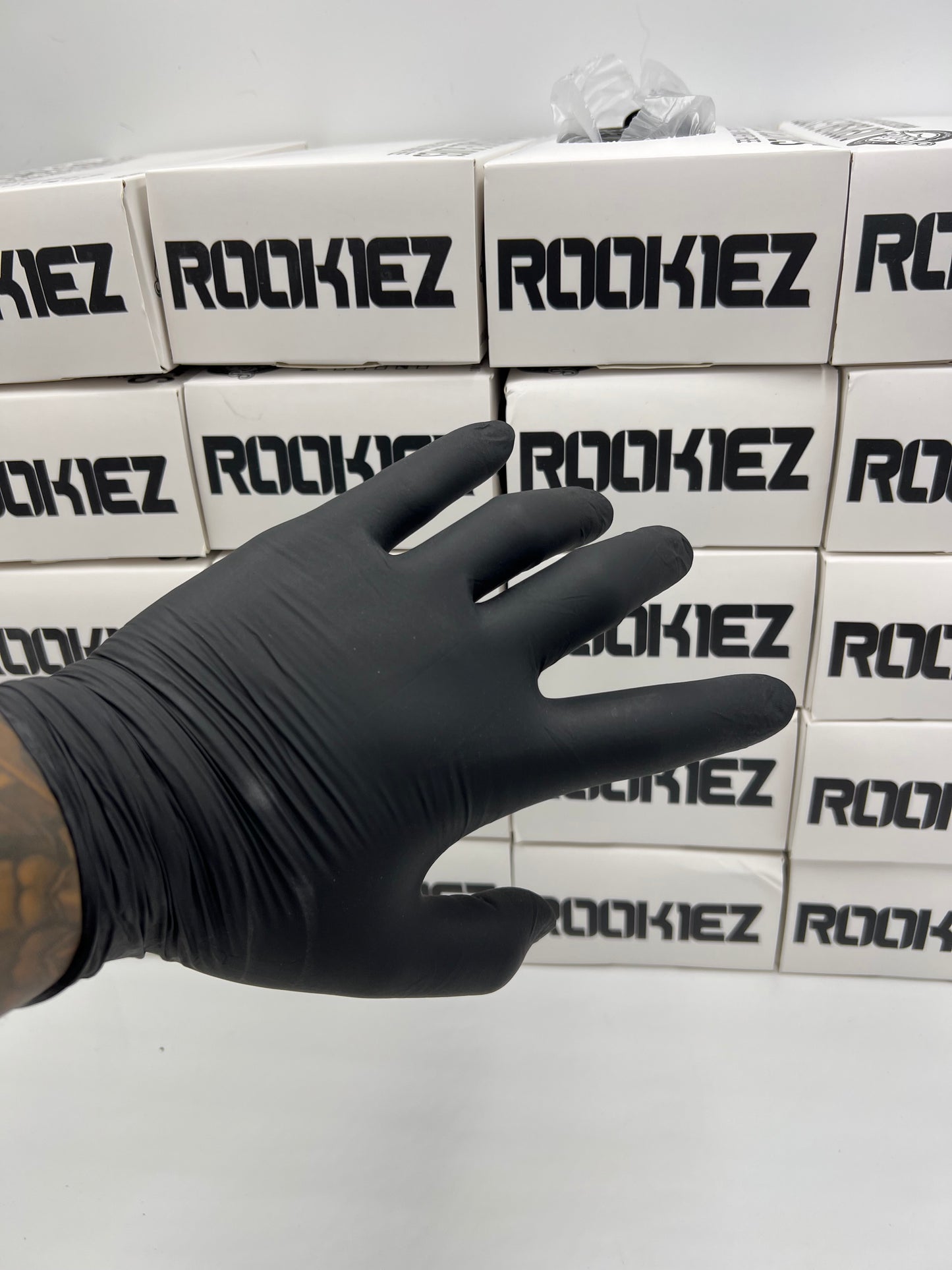 Rookiez Disposable Black 5-6mil Nitrile Gloves Sizes S-XL Case