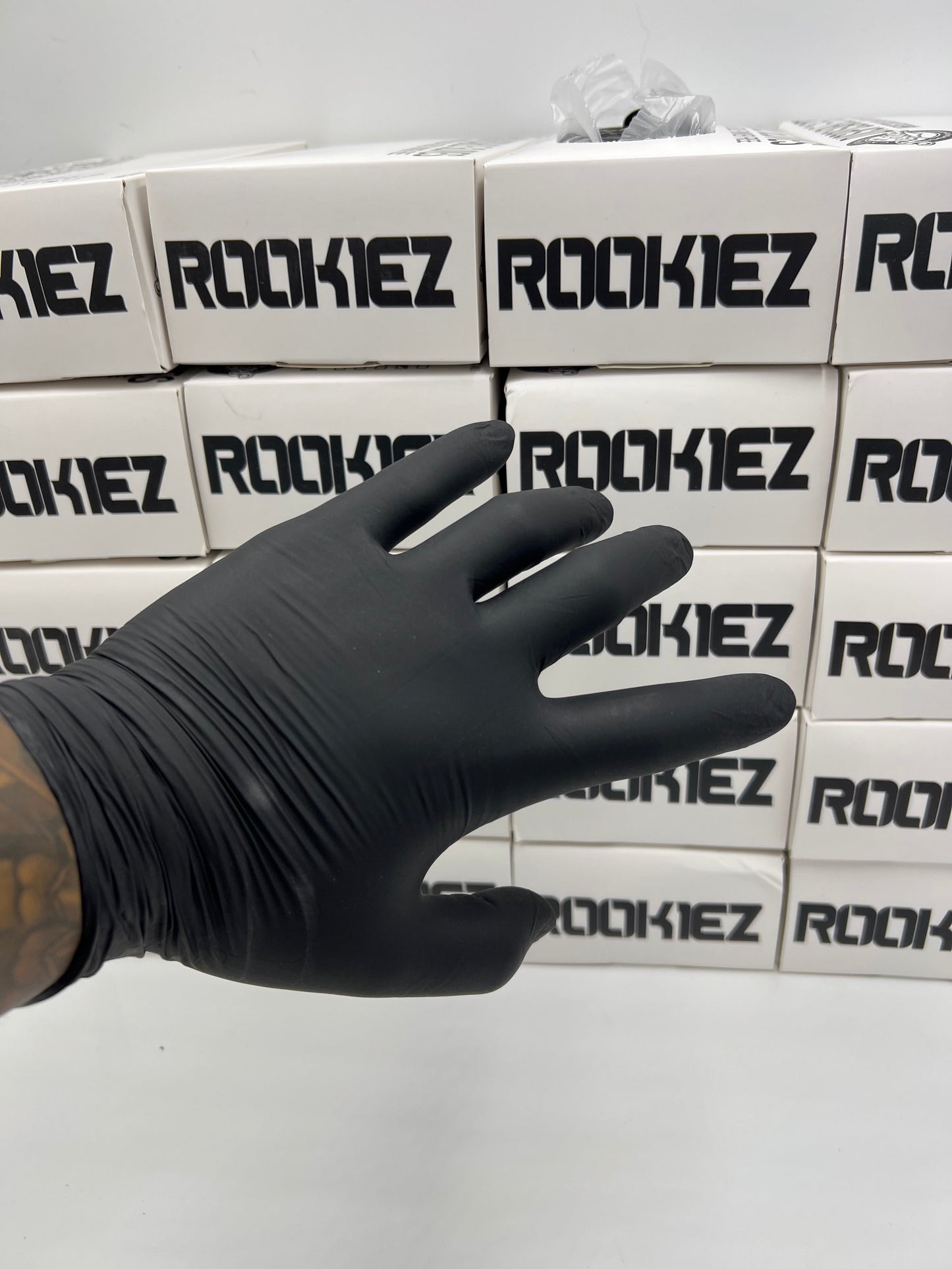 Rookiez Disposable Black 5-6mil Nitrile Gloves Sizes S-XL Boxes