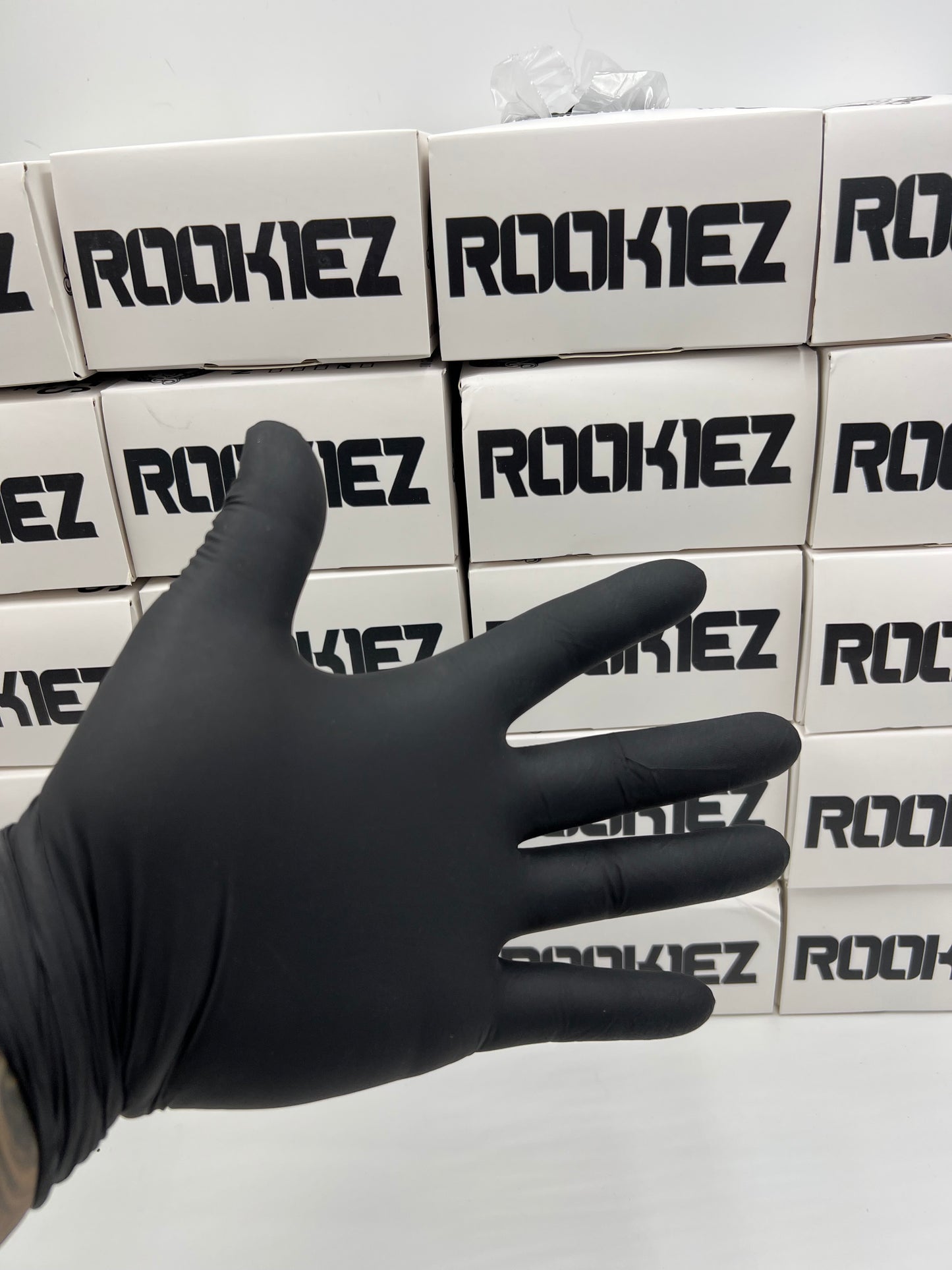 Rookiez Disposable Black 5-6mil Nitrile Gloves Sizes S-XL Case