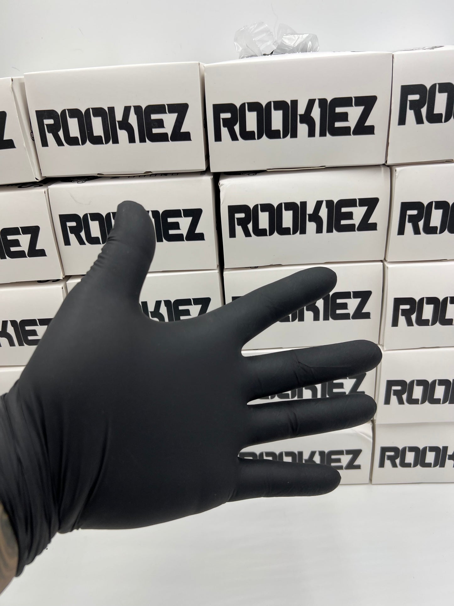 Rookiez Disposable Black 5-6mil Nitrile Gloves Sizes S-XL Boxes